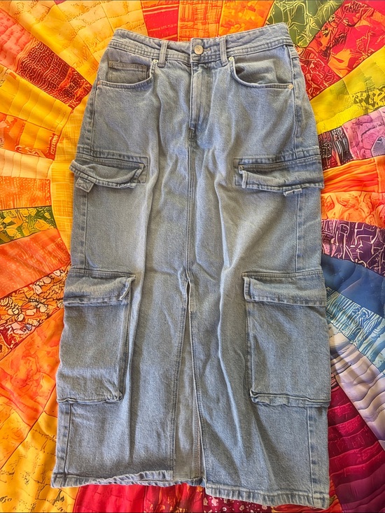 Pilcro Dresses & Skirts - Light Blue Denim Cargo Skirt-Style Jeans Anthropology Pilcro